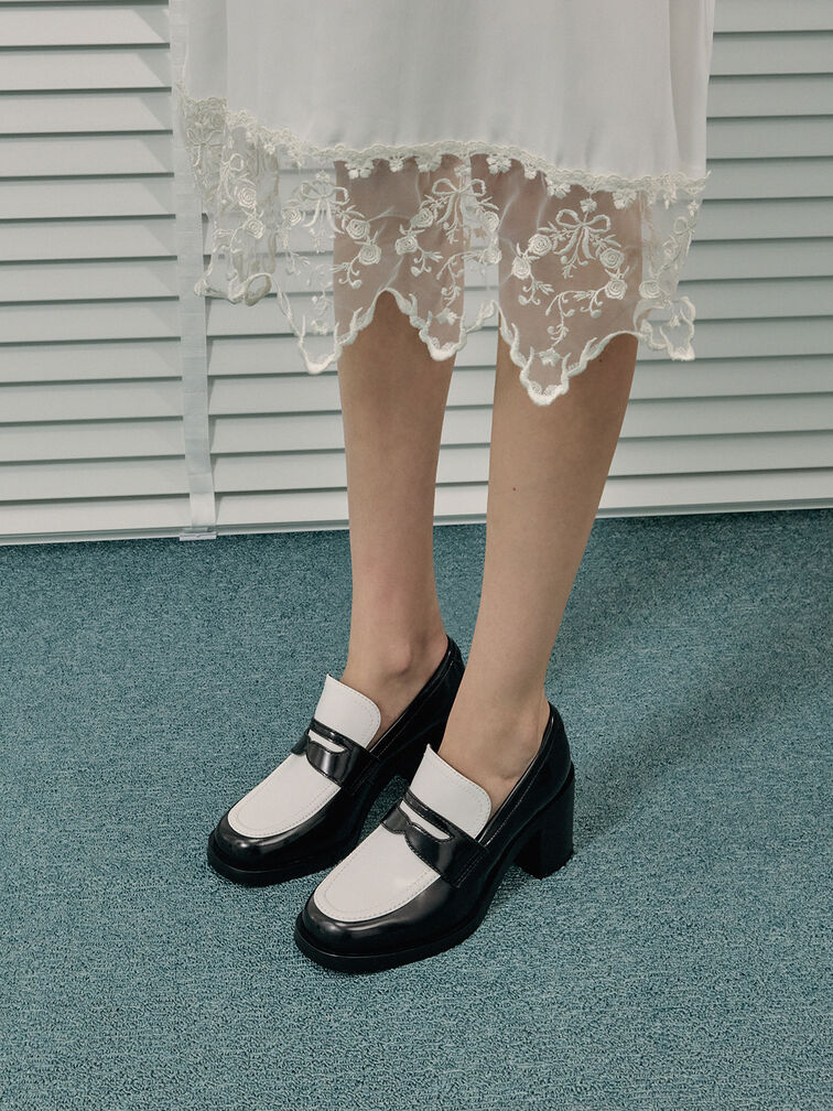 Penny Loafer Block-Heel Pumps, Multi, hi-res