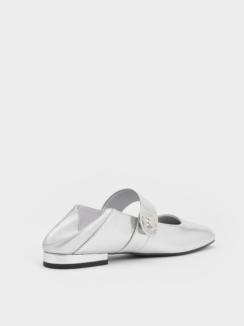 Yara Metallic Mary Jane Flats, Silver, hi-res