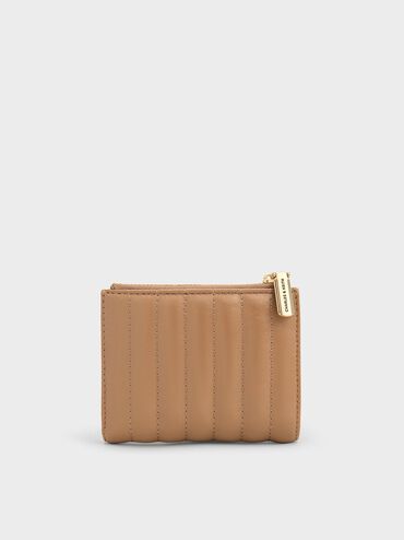 Donna Panelled Top-Zip Wallet, Tan, hi-res