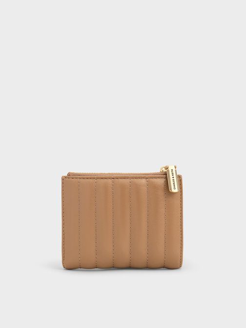Donna Panelled Top-Zip Wallet, Tan, hi-res
