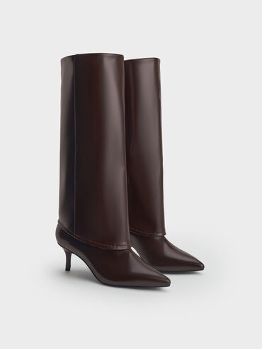 بوت برقبة عالية بكعب ستيليتو ومقدمة مدببة, برغندي, hi-res