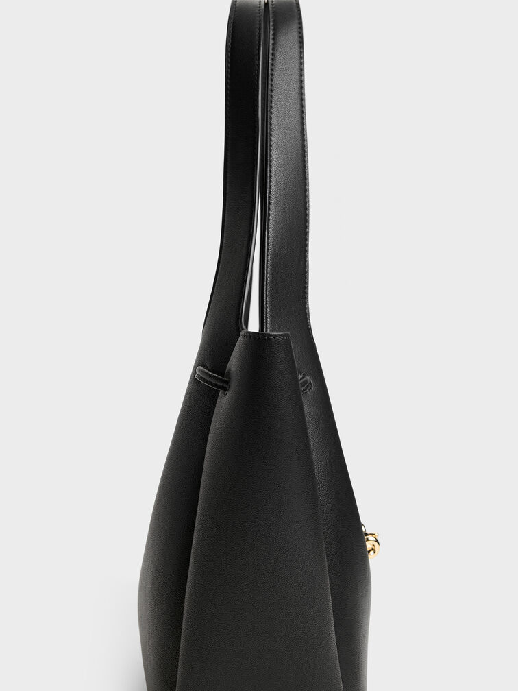 حقيبة توت ميلا برباط وعقدة معدنية, أسود, hi-res