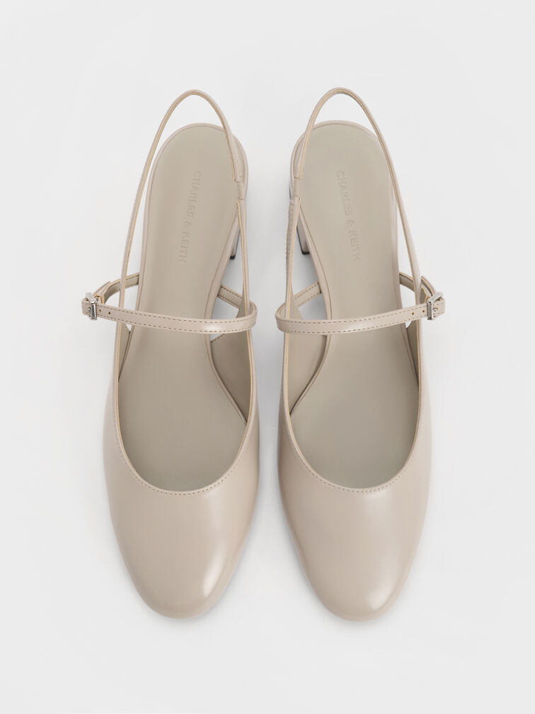 Slingback Mary Jane Pumps, Light Grey, hi-res