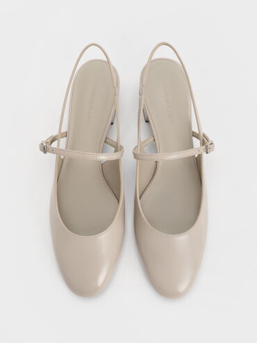 Slingback Mary Jane Pumps, Light Grey, hi-res