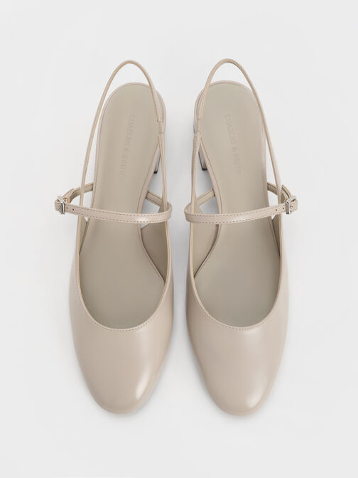 Slingback Mary Jane Pumps, Light Grey, hi-res