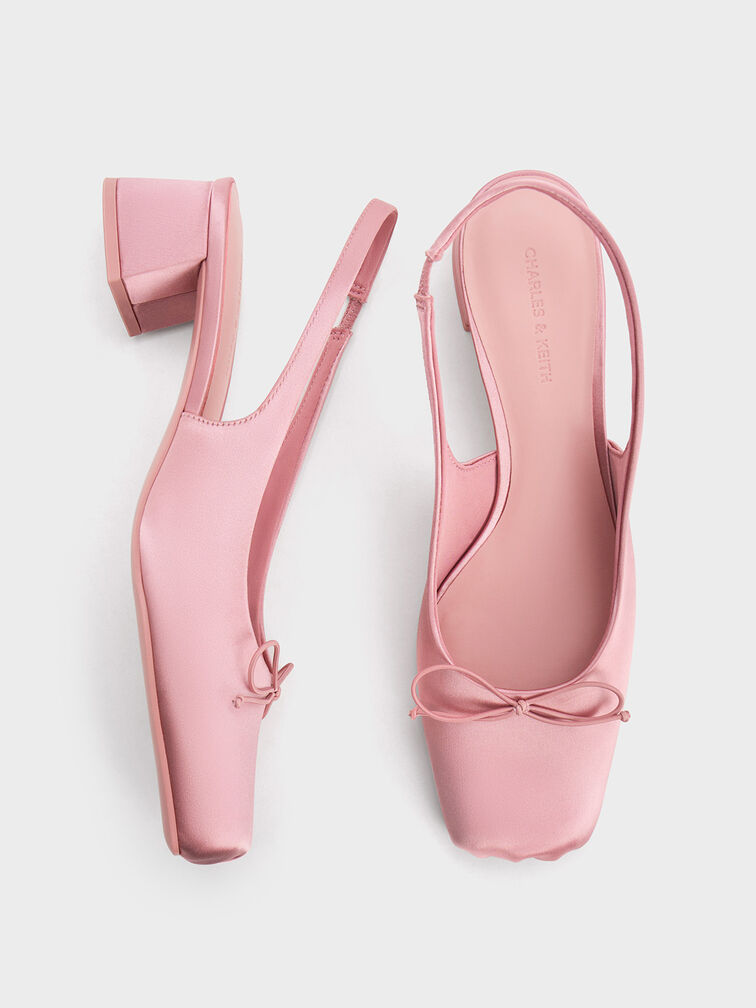 Sadira Satin Slingback Pumps, Pink, hi-res