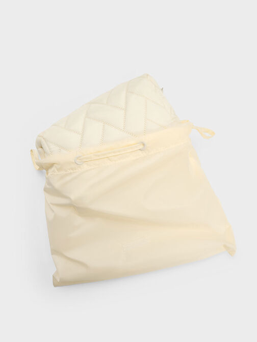 Nylon Chevron Pouch, Cream, hi-res