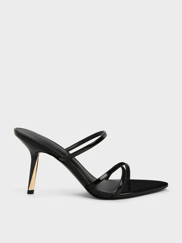 Taylen Strappy Heeled Mules, Black Boxed, hi-res