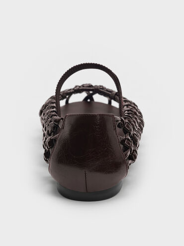 أحذية ماري جين المسطحة المنسوجة, برغندي, hi-res