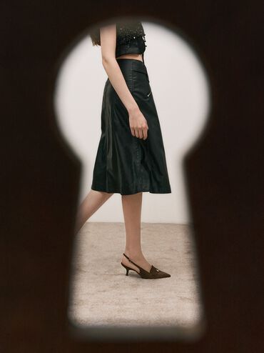 Griselda Faux Suede Slingback Pumps, Dark Brown Textured, hi-res