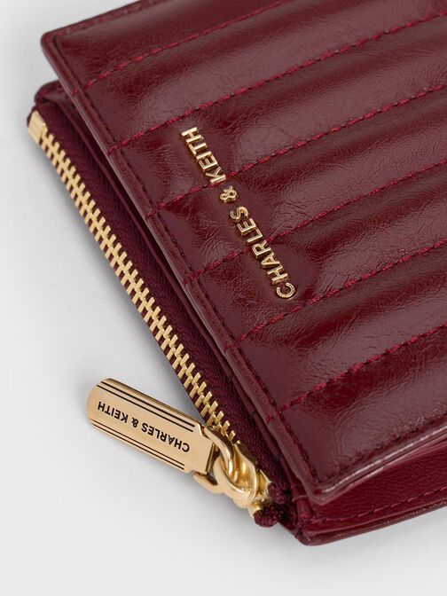 Donna Panelled Top-Zip Wallet, Burgundy, hi-res