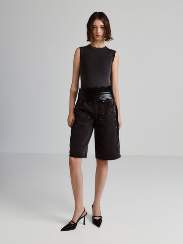 Helena Pearl Pointed Slingback Pumps, Black Boxed, hi-res