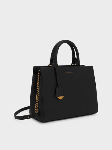 حقيبة ميرابيل بمقبض علوي أنيق, أسود, hi-res