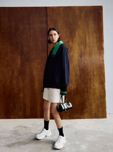 حقيبة بولينج إنولا بقماش ثنائي اللون, أسود, hi-res