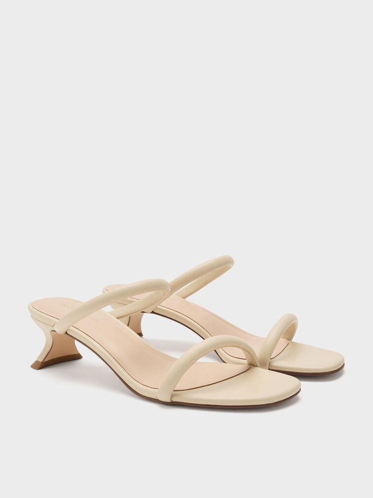 Double-Strap Slant-Heel Mules, Beige, hi-res