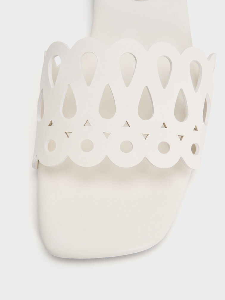 Cut-Out Slide Sandals, White, hi-res
