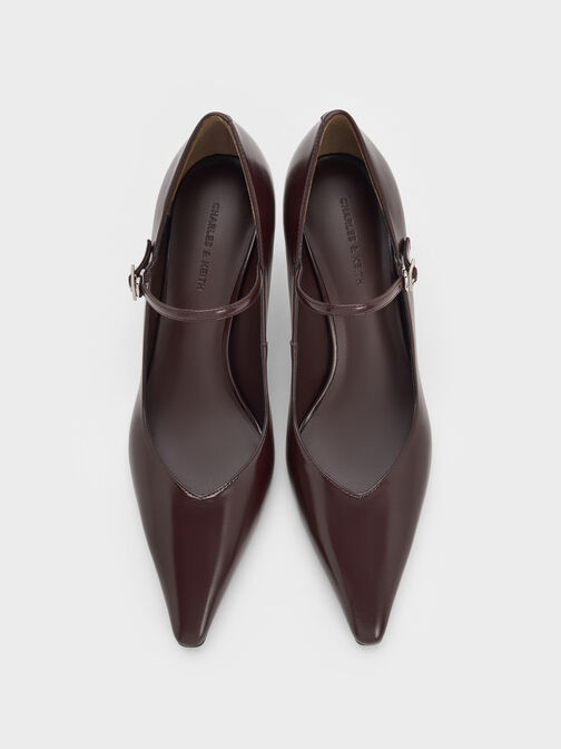 Pointed Mary Jane Pumps, Maroon, hi-res