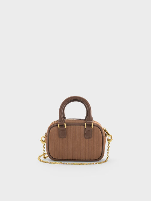 Sianna Corduroy Bag Charm, Mocha Brown, hi-res