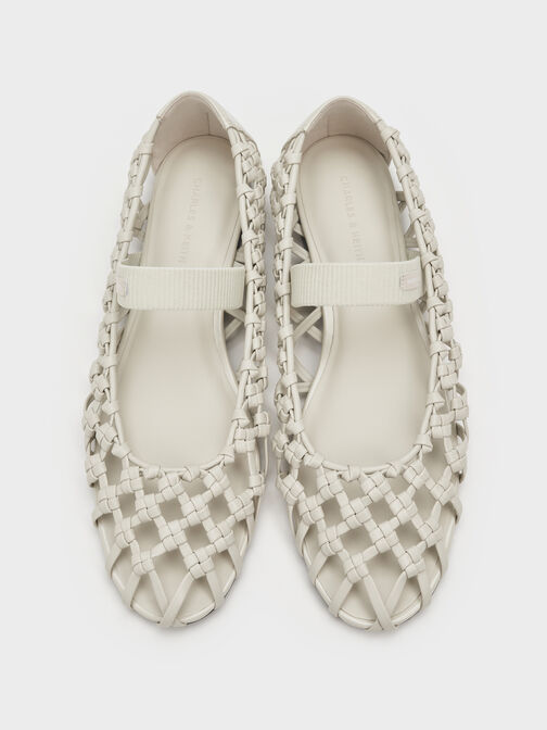 Woven Mary Jane Flats, Chalk, hi-res