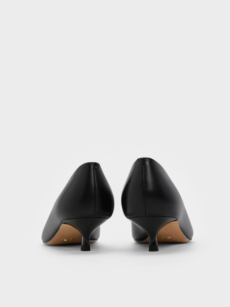 Georgina Leather Kitten Heels, Black, hi-res