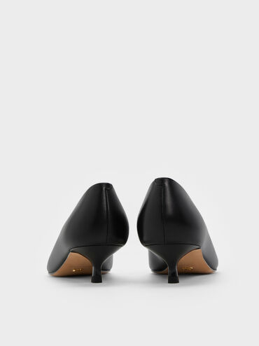 Georgina Leather Kitten Heels, Black, hi-res
