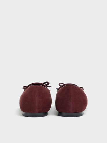 Leather & Suede Bow Loafers, Burgundy, hi-res