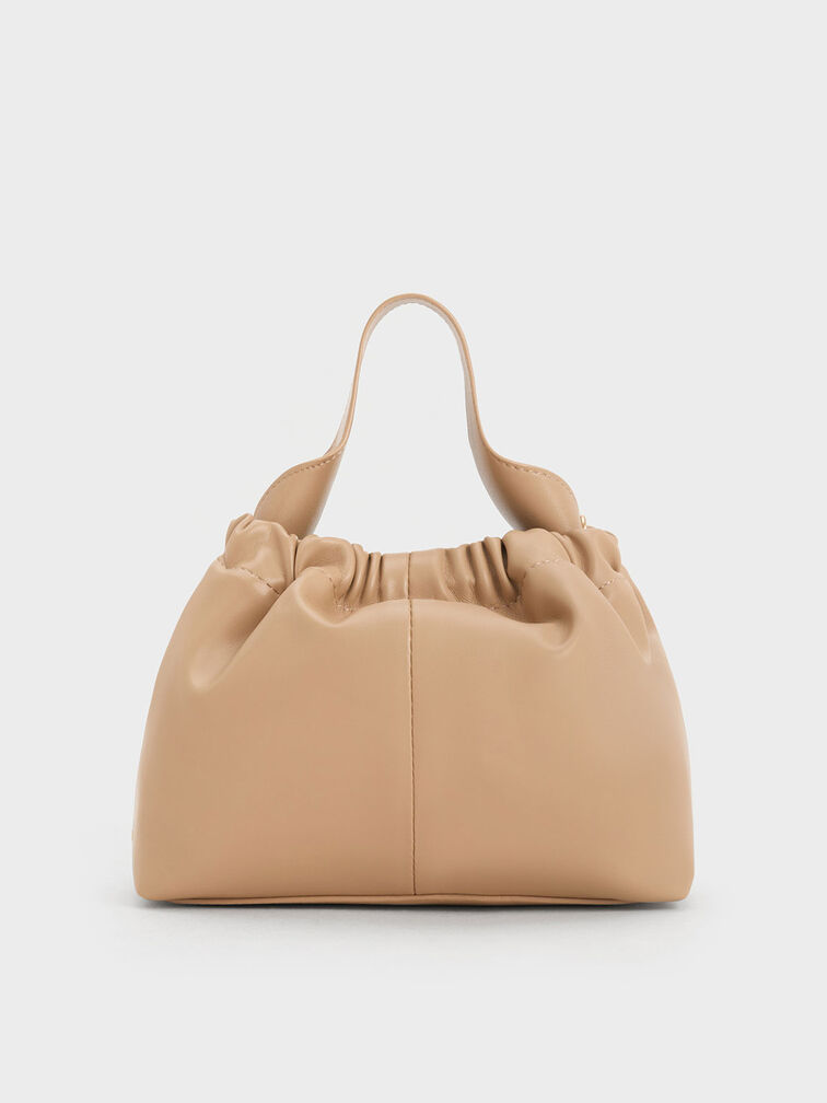 Ally Ruched Chain-Handle Bag, Sand, hi-res