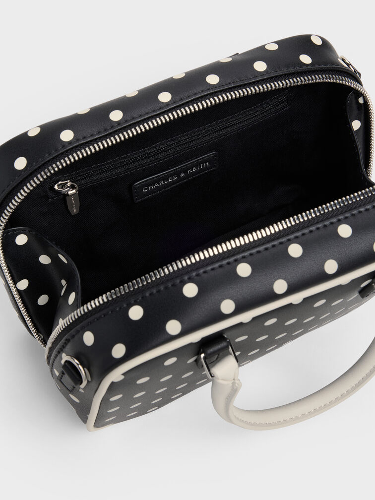 Sianna Polka-Dot Bowling Bag, Noir, hi-res
