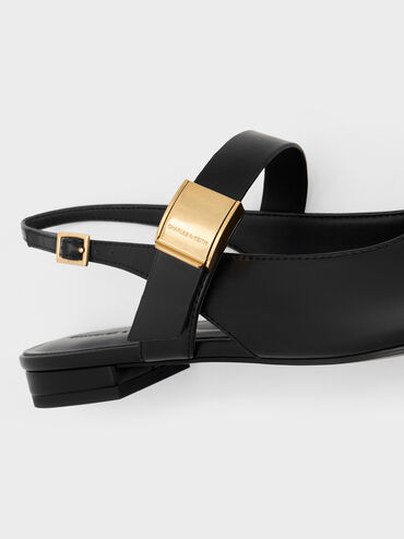 حذاء إيفيت بدون كعب بتصميم ماري جين ومقدمة مدببة, أسود, hi-res