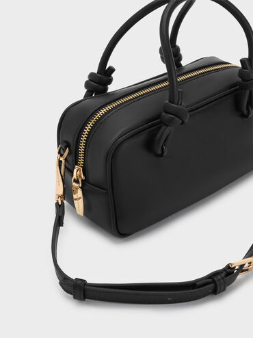Sammie Knotted-Handle Boxy Bag, Black, hi-res