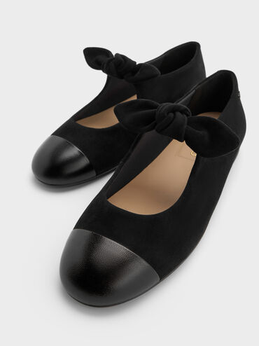 حذاء ماري جاين من الجلد والجلد السويدي, أسود, hi-res