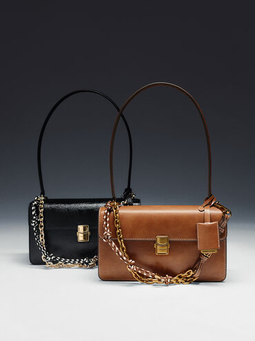 Acelynn Rope-Chain Shoulder Bag, Distressed Tan, hi-res