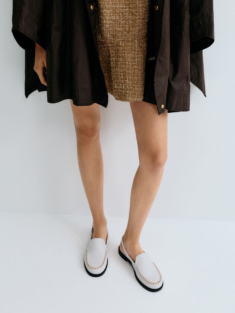 Gale Slingback Loafers, White, hi-res