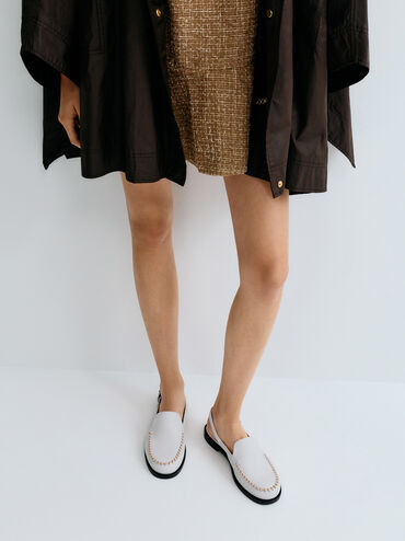 Gale Slingback Loafers, White, hi-res