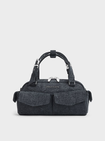 Rachel Denim Multi-Pocket Bowling Bag, Denim Blue, hi-res