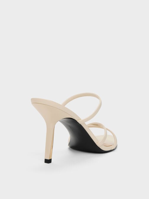Taylen Strappy Heeled Mules, Beige, hi-res