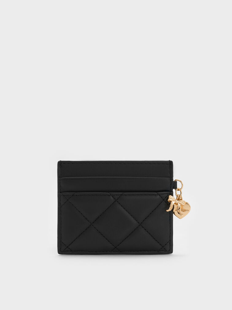 حافظة بطاقات (آرييتي) بتصميم مبطّن أنيق, أسود, hi-res