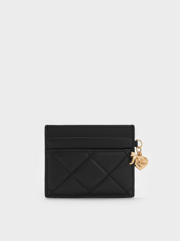 حافظة بطاقات (آرييتي) بتصميم مبطّن أنيق, أسود, hi-res