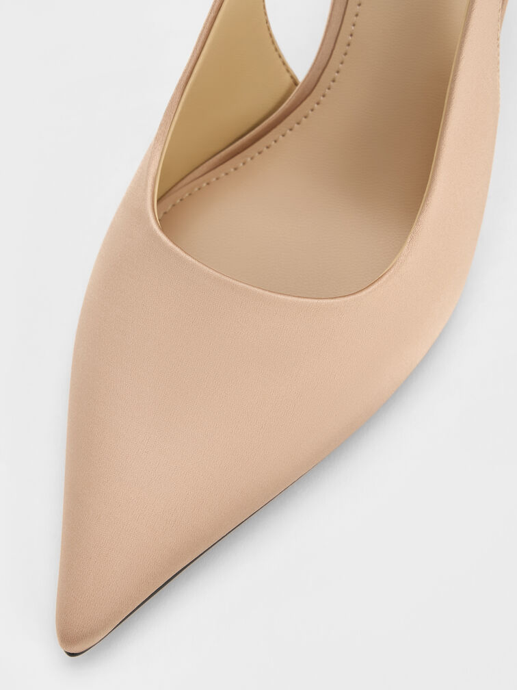 حذاء سلينغ باك (بامبس) من الساتان, ذهبي, hi-res