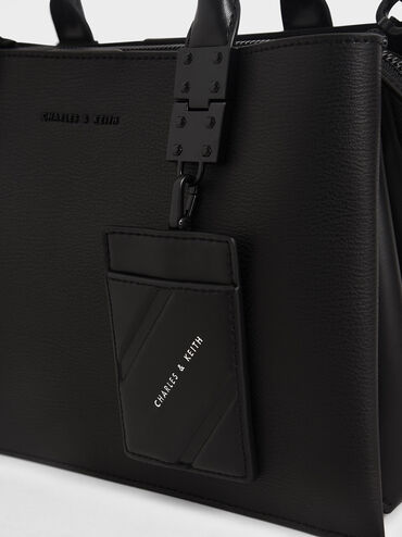 Cameron Double Top Handle Bag, Ultra-Matte Black, hi-res