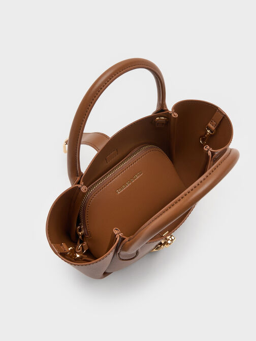 Agatha Chain-Accent Tote Bag, Chocolate, hi-res