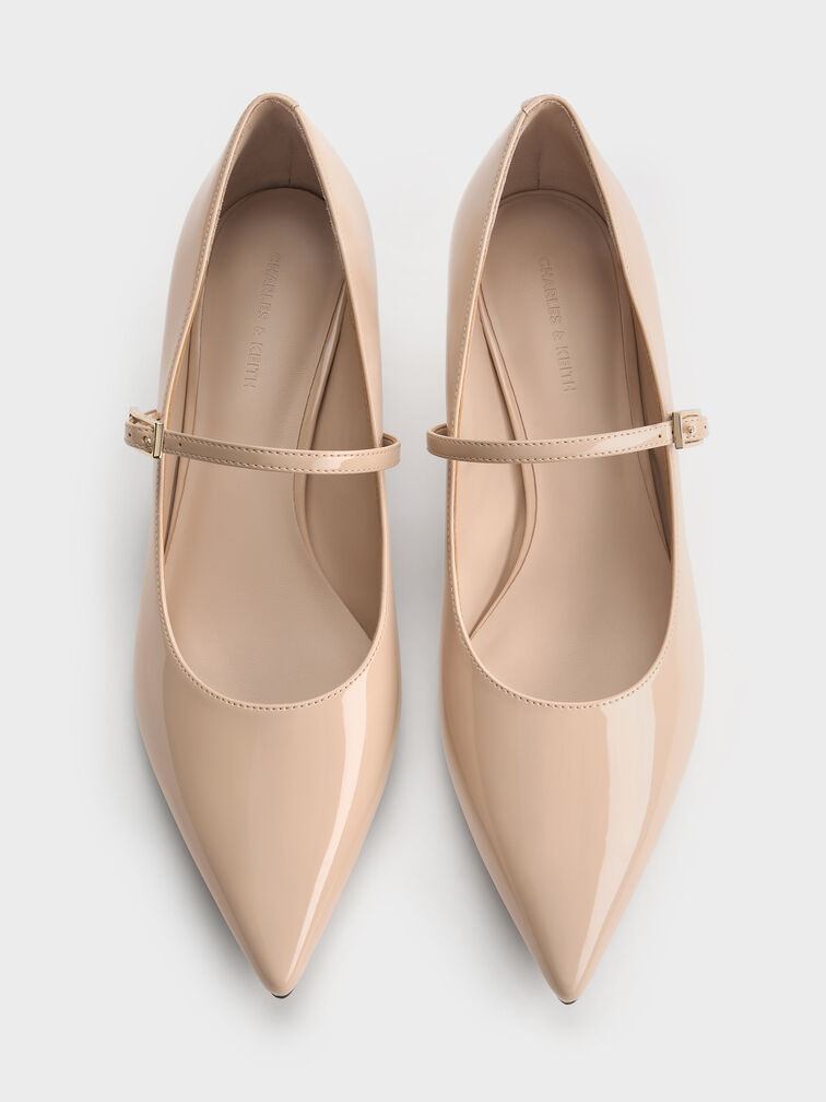 Luciana Patent Mary Jane Pumps, Nude, hi-res