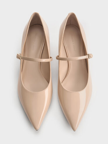 Luciana Patent Mary Jane Pumps, Nude, hi-res