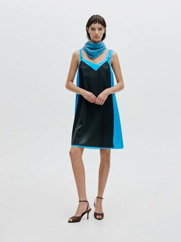 حذاء بكعب عالٍ من الدانتيل والساتان بمقدمة مفتوحة, بني محبّب غامق, hi-res