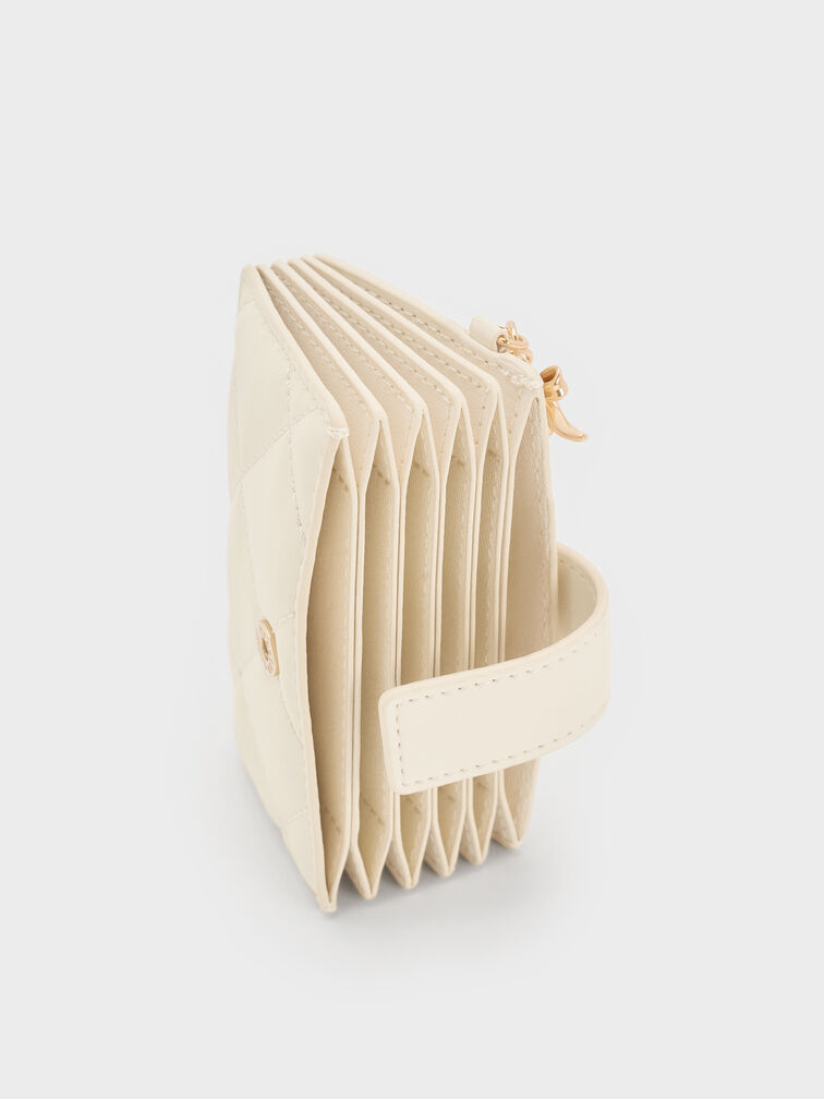 Arrietty Quilted Belted Card Holder, Cream, hi-res