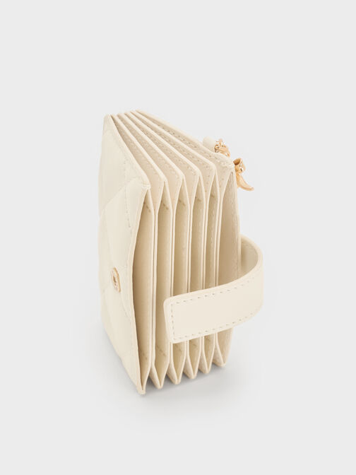 Arrietty Quilted Belted Card Holder, Cream, hi-res