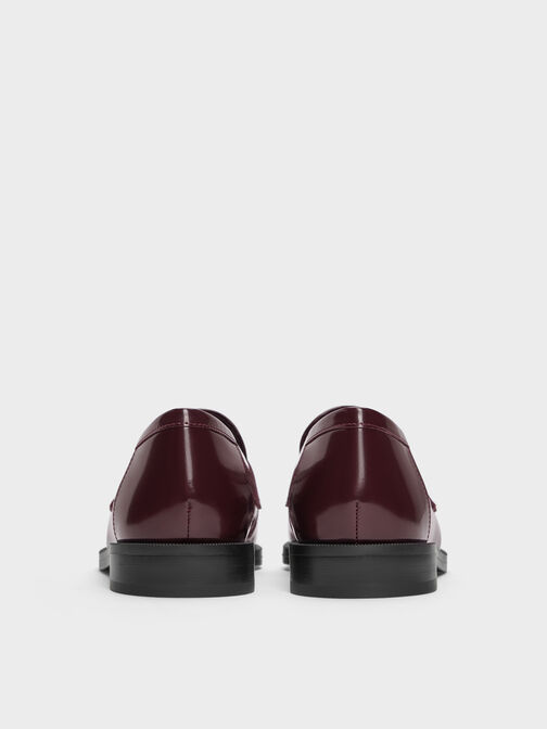 لوفر جورجينا جلد بإكسسوار معدني, برغندي, hi-res