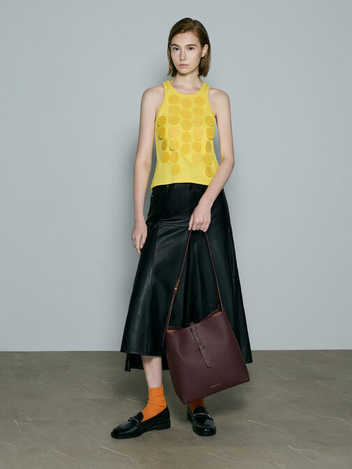 Beryl Belted Hobo Bag, Wineberry Red, hi-res