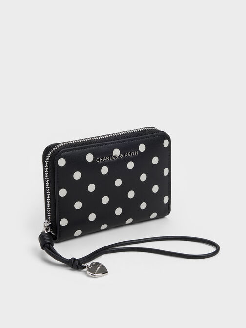 Sianna Polka-Dot Wristlet, Noir, hi-res