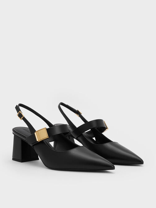 Yvette Mary Jane Slingback Pumps, Black, hi-res